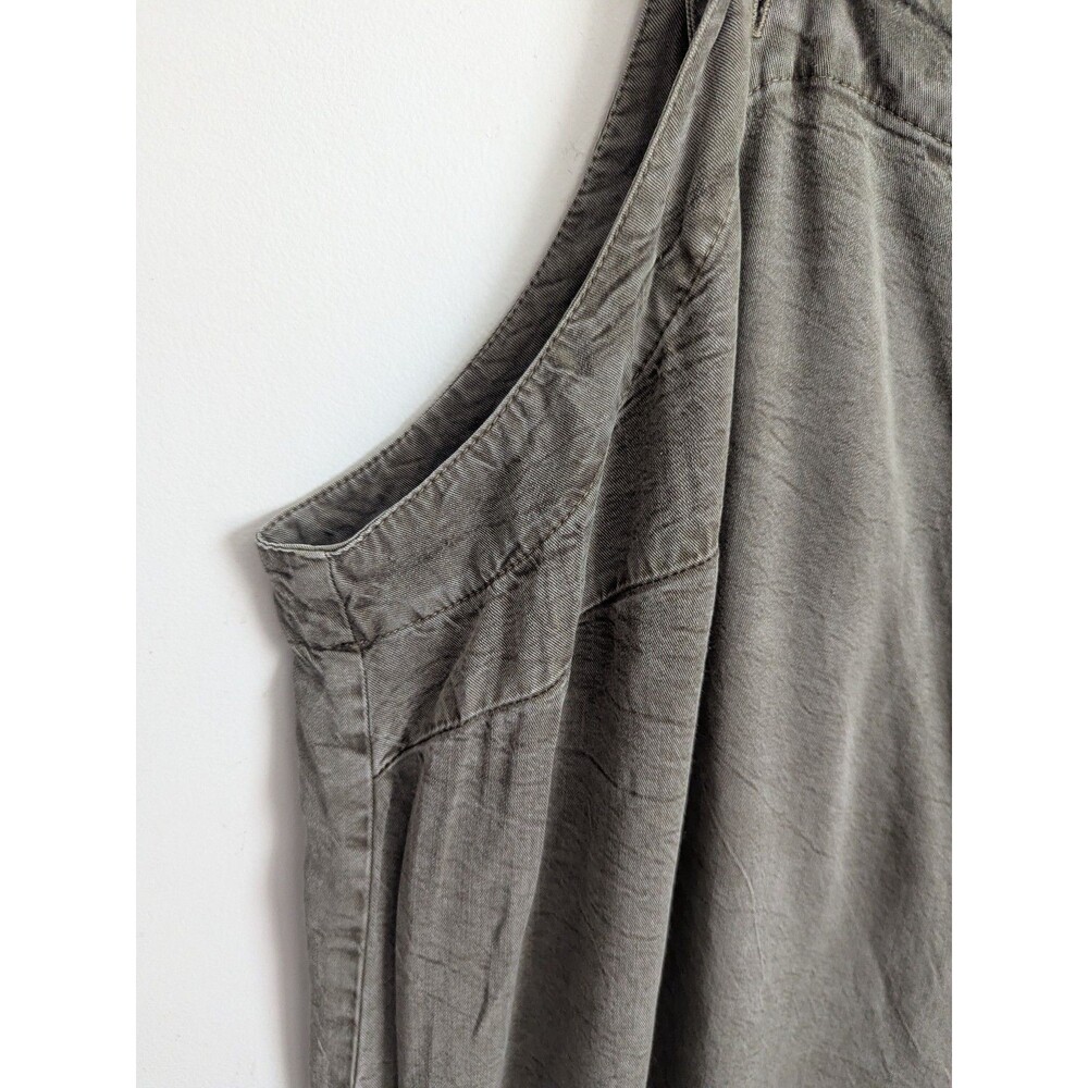 Plus 1X Jumper Pinafore Dress 1X Cottagecore Farm Boho Lagenlook Olive Green USA - Picture 3 of 9